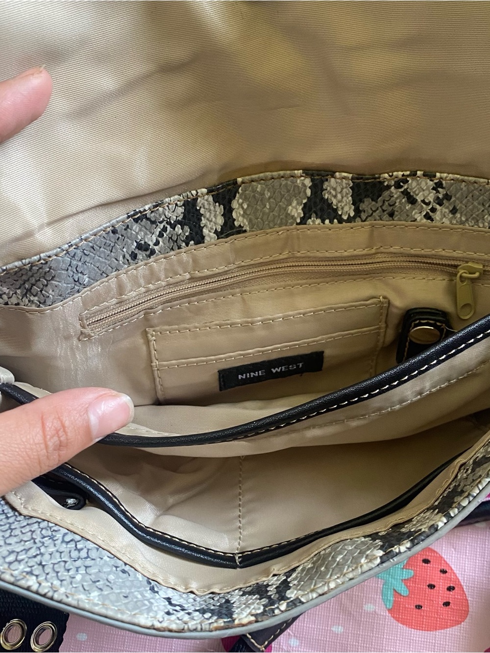 Nine West Black and Gray Snake-Print Mini Shoulder Bag Y2K - Picture 4 of 4